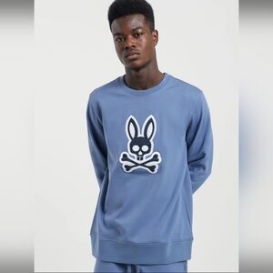 NWL Psycho Bunny Siddick Logo Big Country Blue Sweartshirt Long Sleeve Size M 5